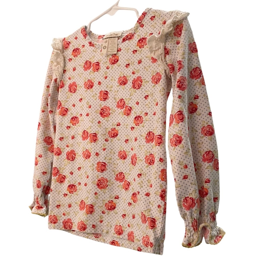 Matilda Jane Long Sleeve Top Girls Size 4 / Georgia Lace Ruffle Floral Rose - Picture 8 of 8